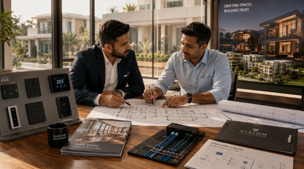 Architect and real estate developer planning Smart Home Automation in New Projects in Sangli