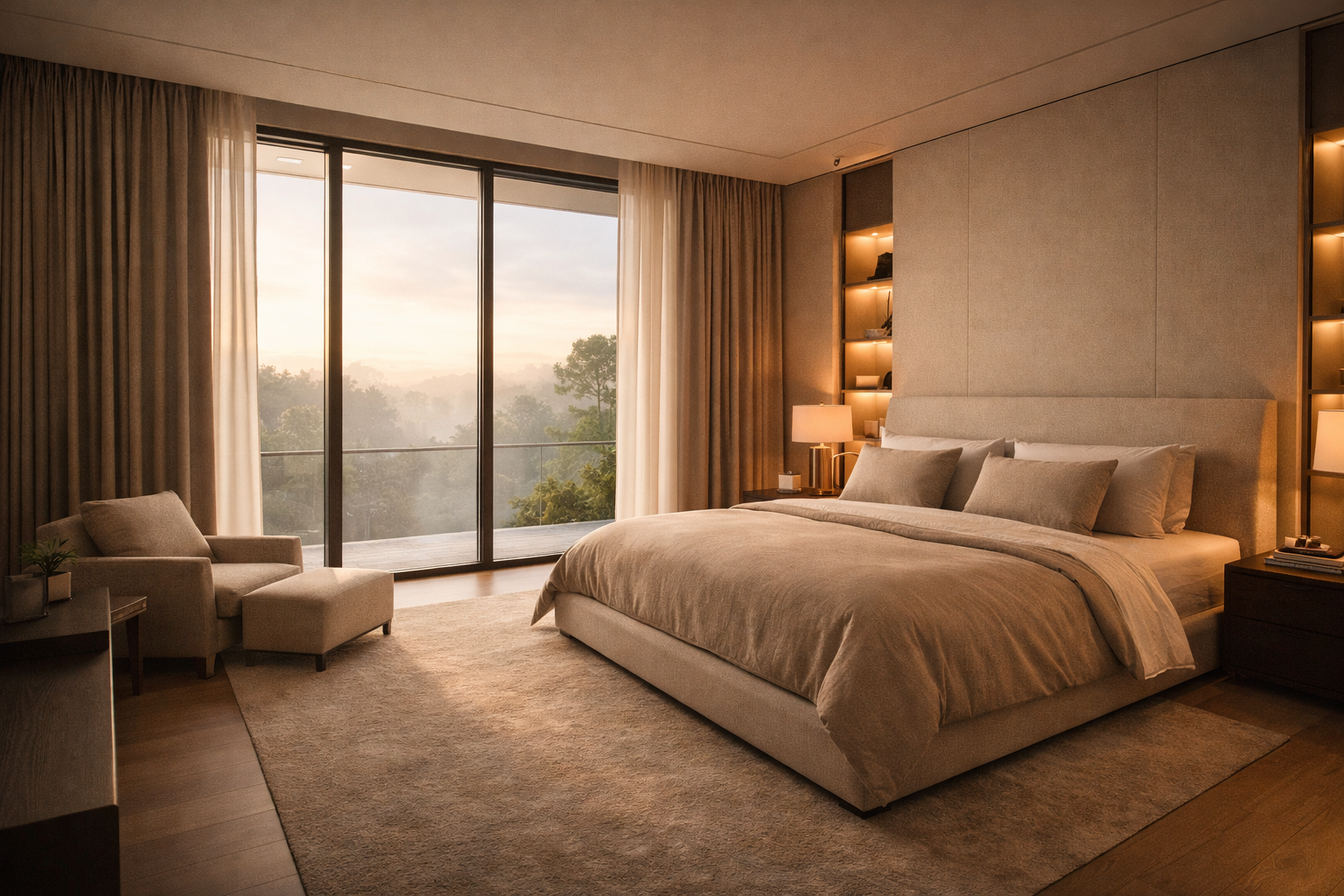 luxury bedroom with Smart Home Automation
