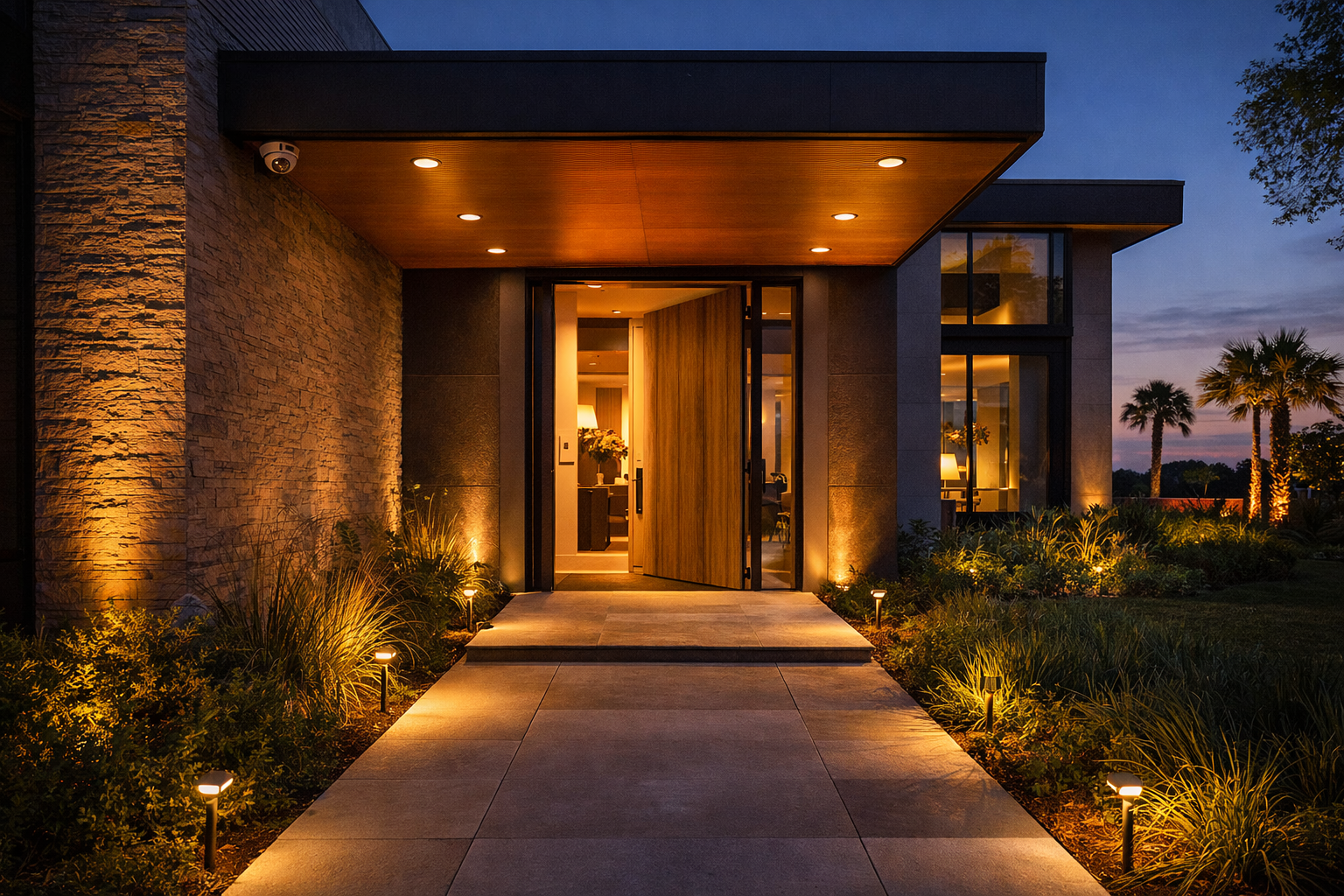 modern luxury villa entrance 