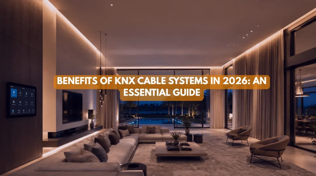 A luxury smart home living room powered by a concealed knx cable system.