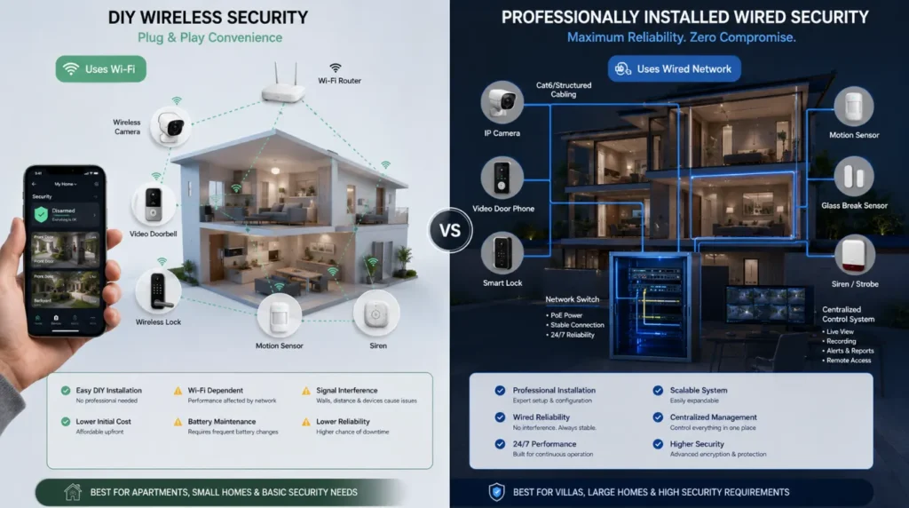 Comparison of wired and wireless Smart Home Security Systems for modern homes