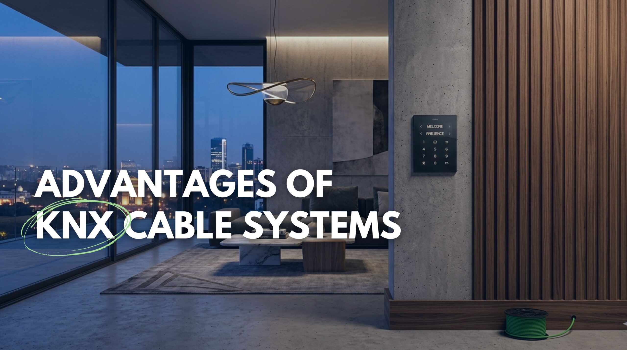A sleek, high-end interior featuring a well-established knx cable system!