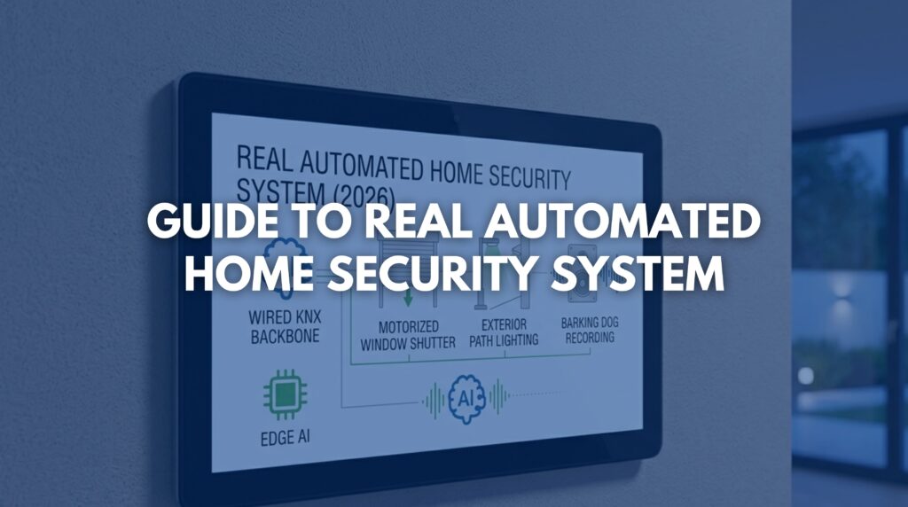 Modern luxury automated home security system dashboard showing local control interface.