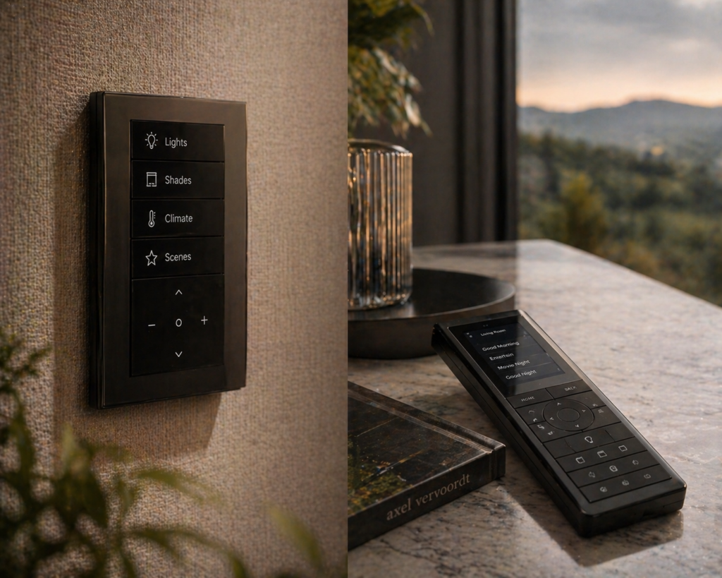 Smart home wall keypad for controlling electric curtains and lighting