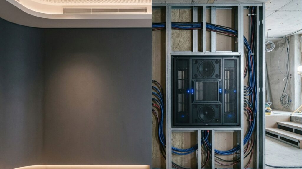 Invisible plaster-in speakers providing audiophile-grade sound for home theatre trends 2026.