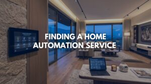 Professional home automation near me installation showing centralized control panel in a luxury Maharashtra living room.