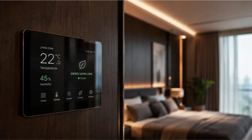Sleek wall thermostat panel for zoned smart home energy management in Navi Mumbai