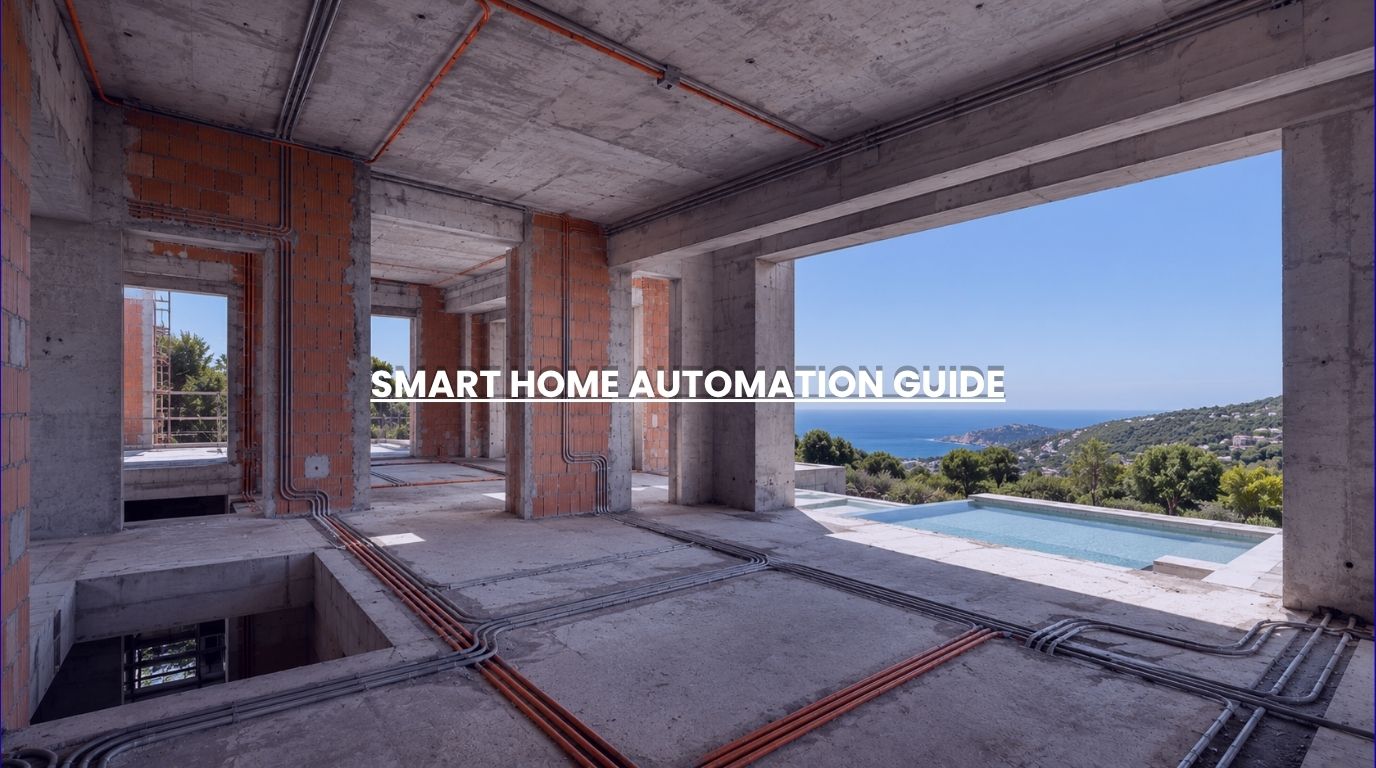 Luxury residential estate under construction highlighting foundational layout for a smart home automation guide