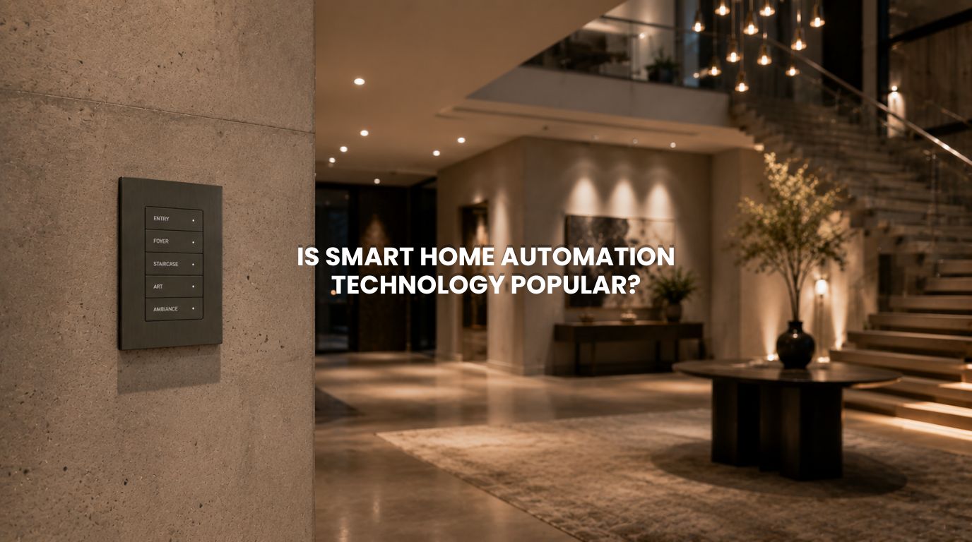 Premium architectural estate wall interface displaying high end smart home automation technology
