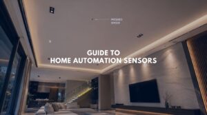 Elite home automation sensors integrated into a luxury villa ceiling for invisible intelligence.
