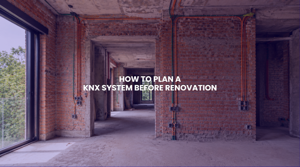 Raw civil construction phase showing exposed conduits and wiring paths for a knx smart home system