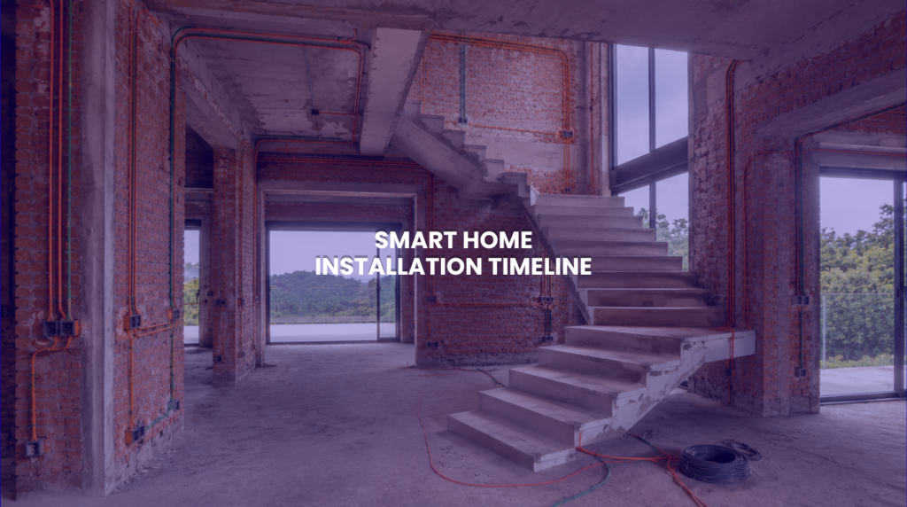 Raw brickwork civil construction phase outlining a hardwired smart home installation timeline