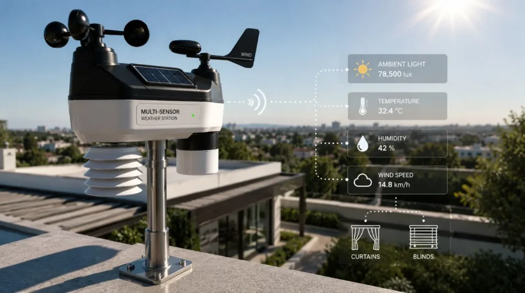A rooftop weather station tracking solar tracking profiles for an advanced smart home automation guide setup