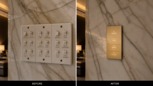 Smart keypads can manage HVAC, motorized curtains, music, and security. By integrating sensors into the keypad, it also removes the need for separate thermostats and bulky motion detectors.