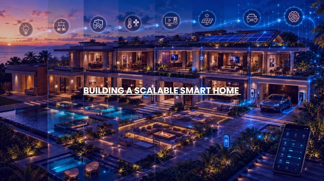Scalable smart home evolving from basic automation into a fully integrated luxury residence