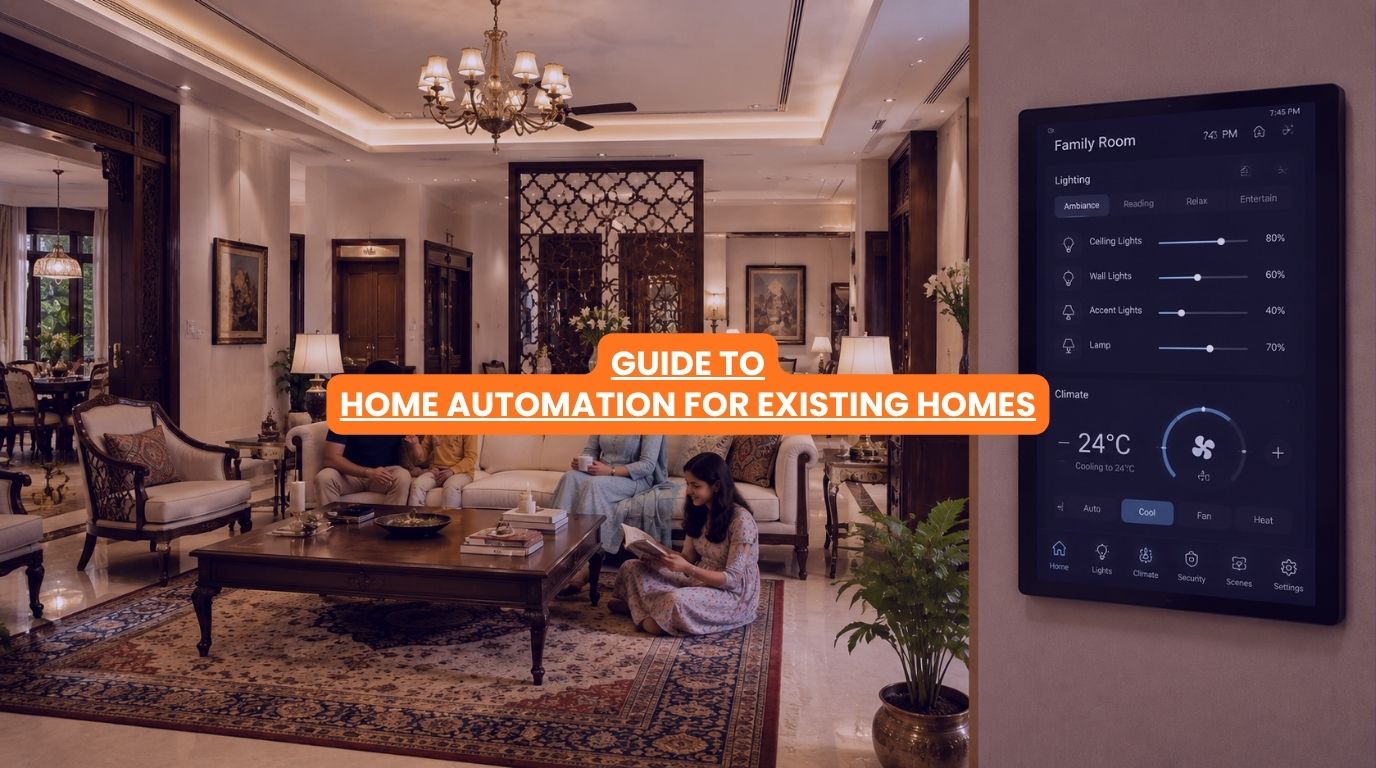 A sleek wall control panel highlighting the modern implementation of home automation for existing homes