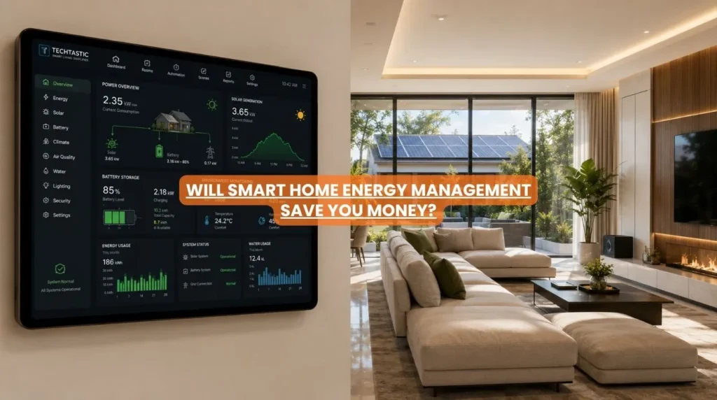 An elegant household tracking terminal running a customized template for smart home energy management.