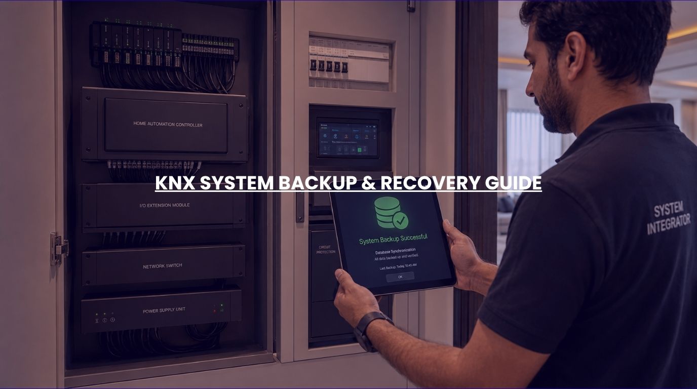 A professional smart home deployment executing a secure knx system backup for an entire luxury estate