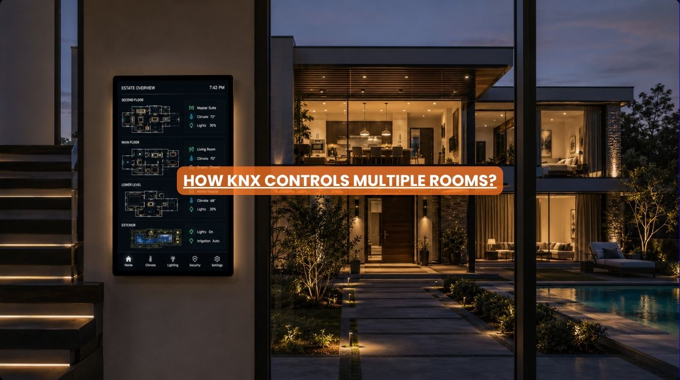 An open layout luxury residence illustrating seamless multi zone control powered by a knx smart home