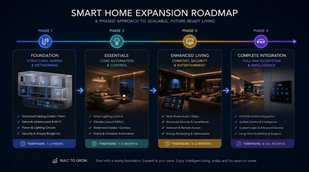A phased engineering timeline blueprint designed to optimize your long term smart home installation costs.