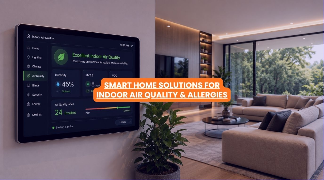A premium wall touch screen displaying real time wellness data and optimal indoor air quality metrics