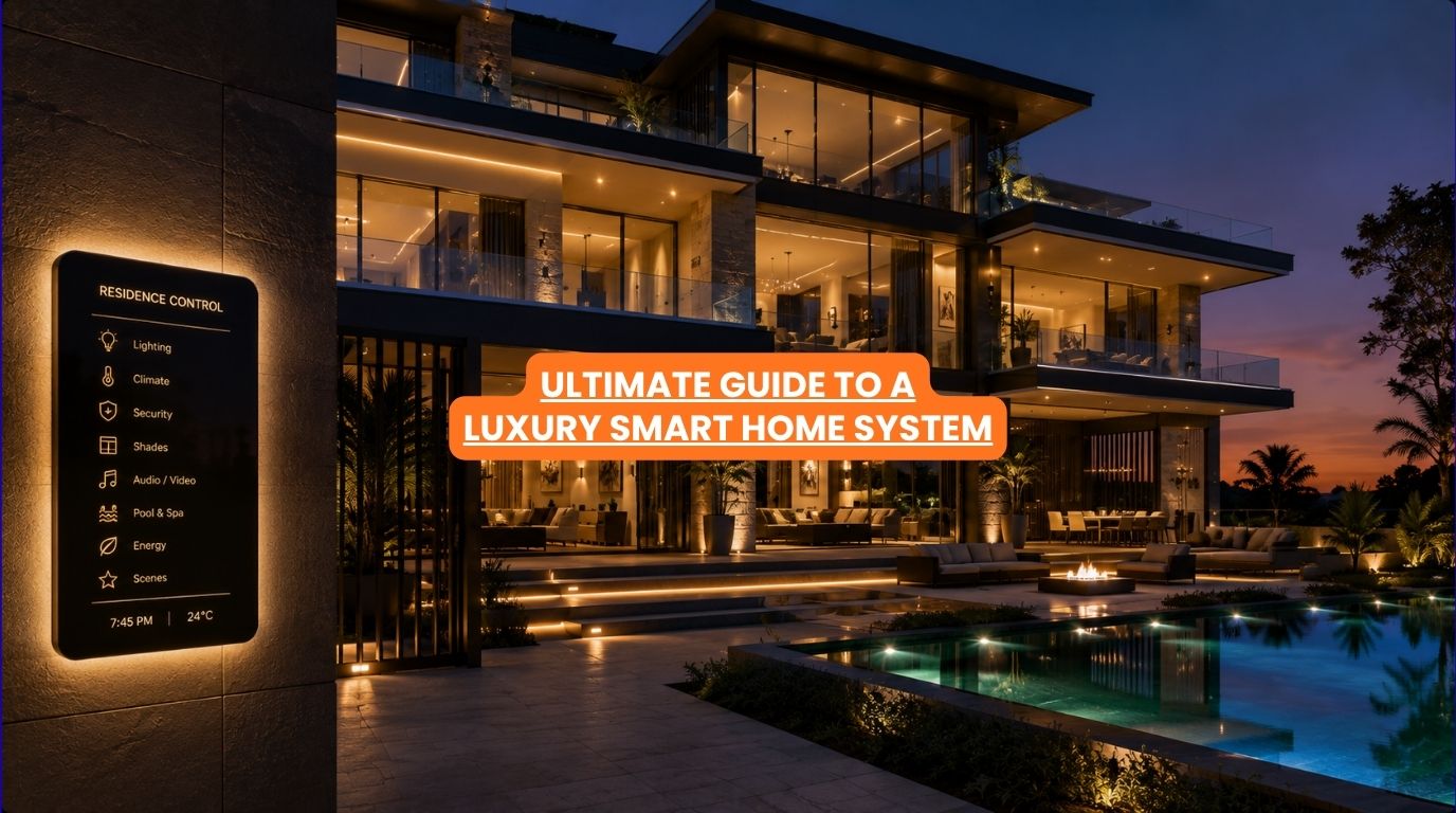An expansive multi story modern estate managed seamlessly by a centralized luxury smart home system