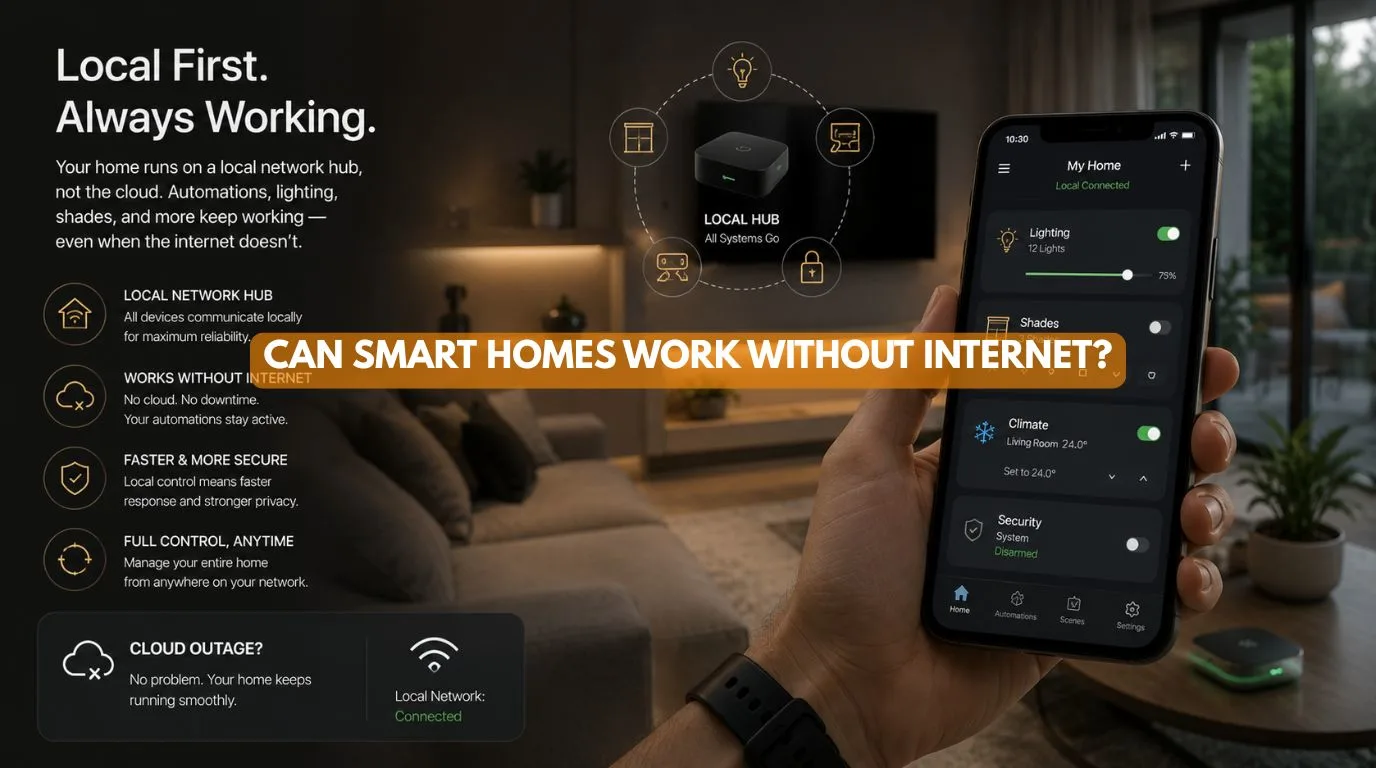 A smartphone controlling a localized network setup for Smart Homes Without Internet