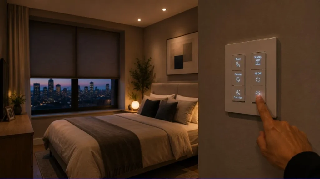Triggering custom bedroom lighting scenes from dual button multi gang Smart switches