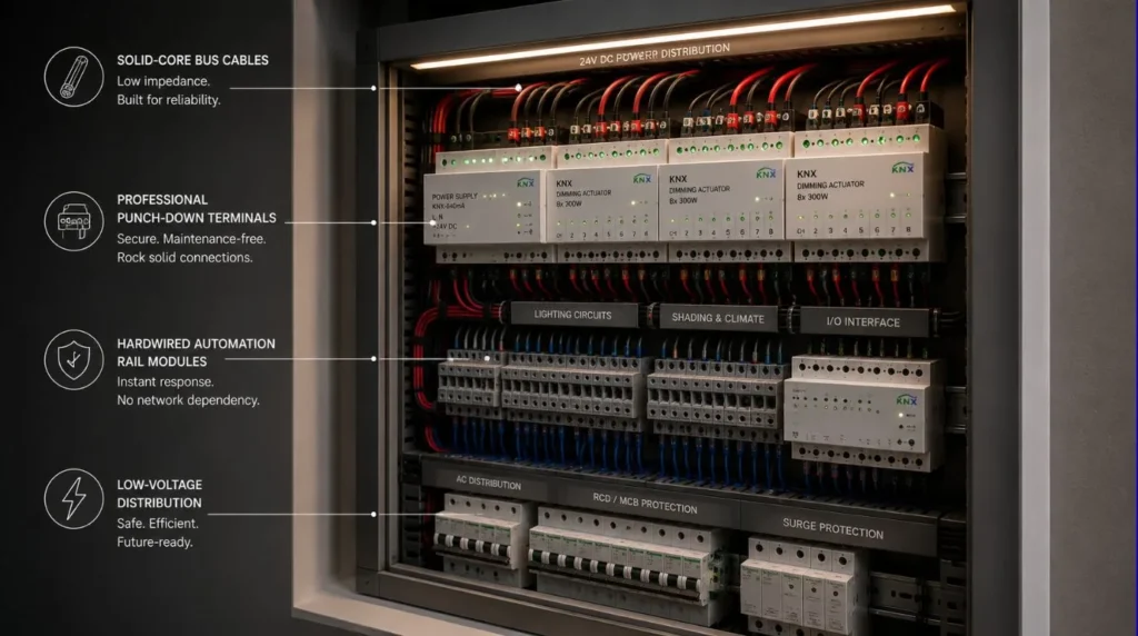 A heavy duty hardwired automation panel designed to power up and stabilize premium Smart Light Switches instantly
