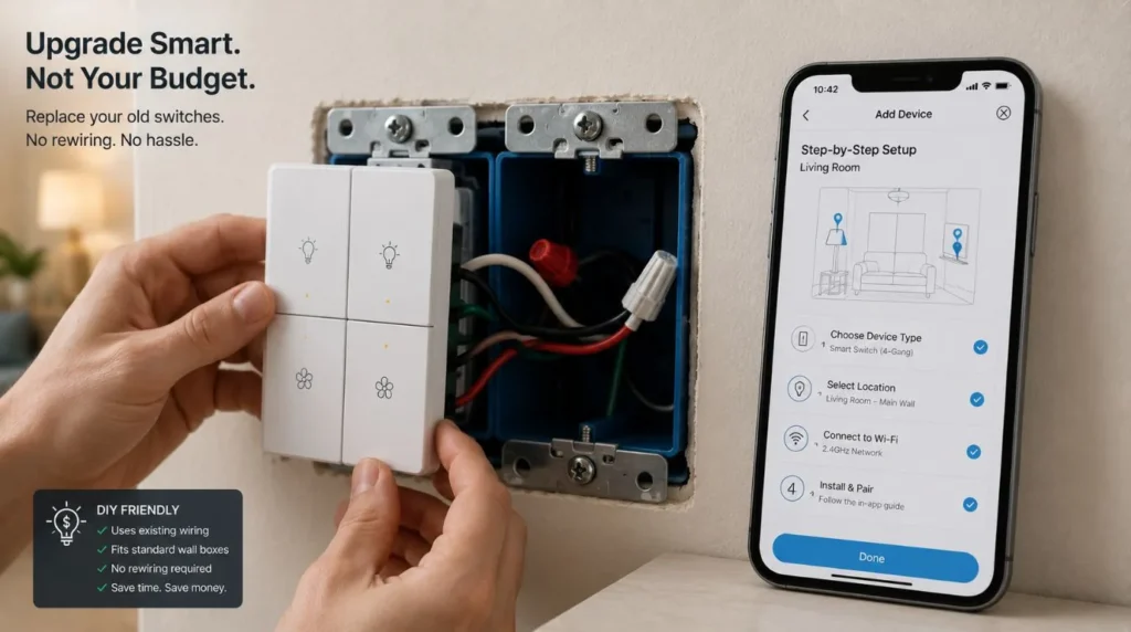 Installing modular wall switches to create an expandable and Affordable Smart Home ecosystem