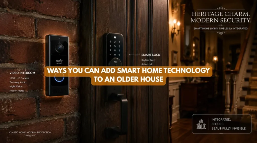 Retrofitting modern Smart Home technology into the wooden entryway frame of an older house