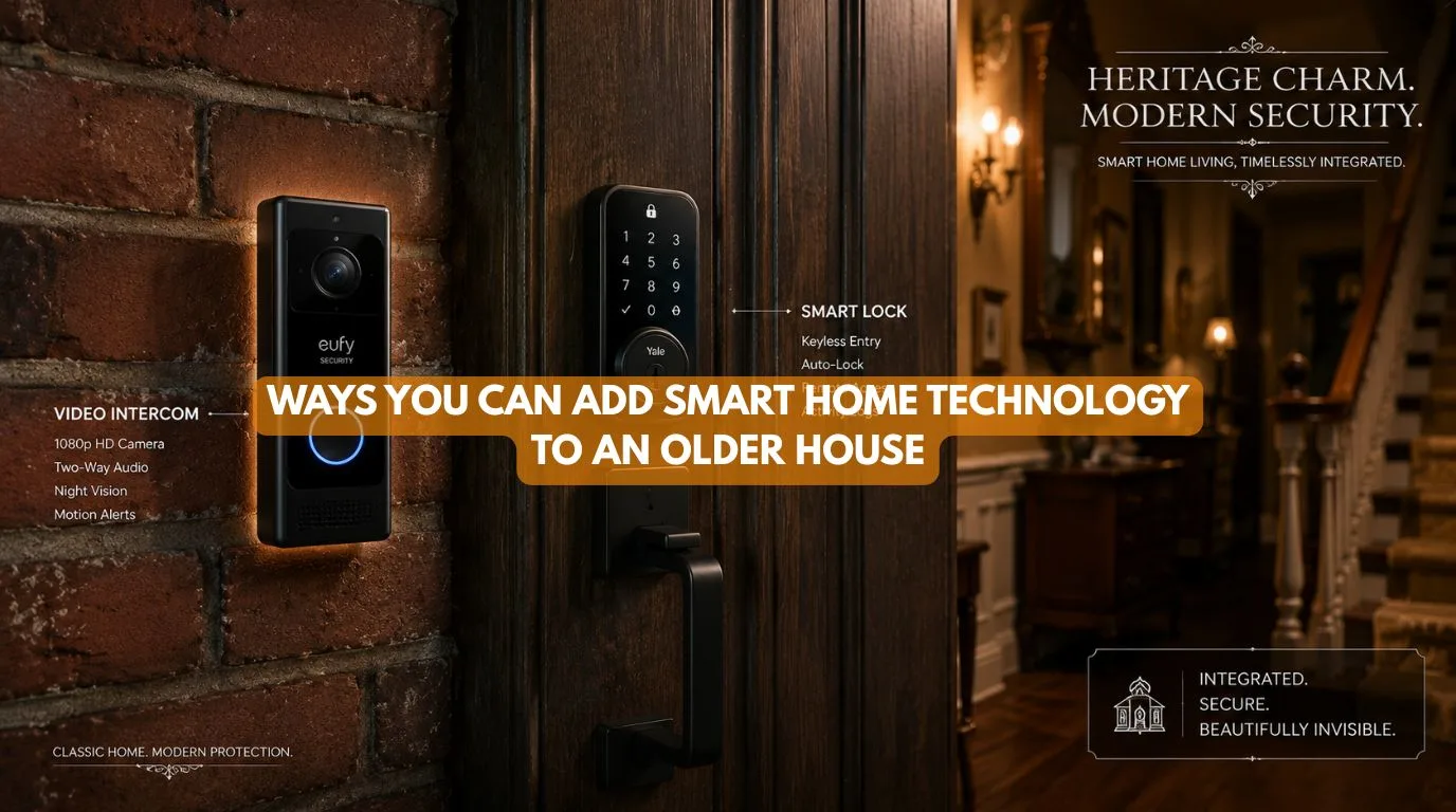 Retrofitting modern Smart Home technology into the wooden entryway frame of an older house