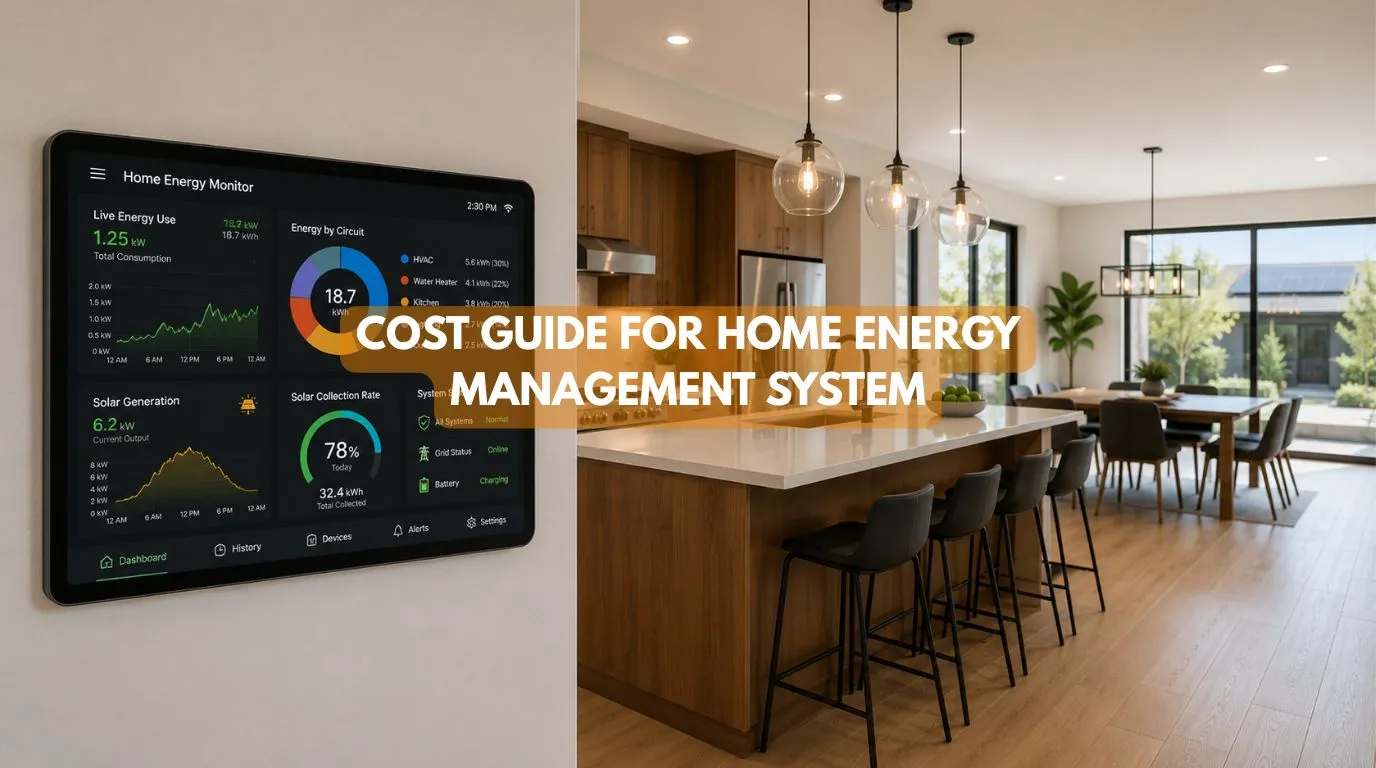 An integrated wall touchscreen interface tracking live electricity consumption metrics through a home energy monitoring system