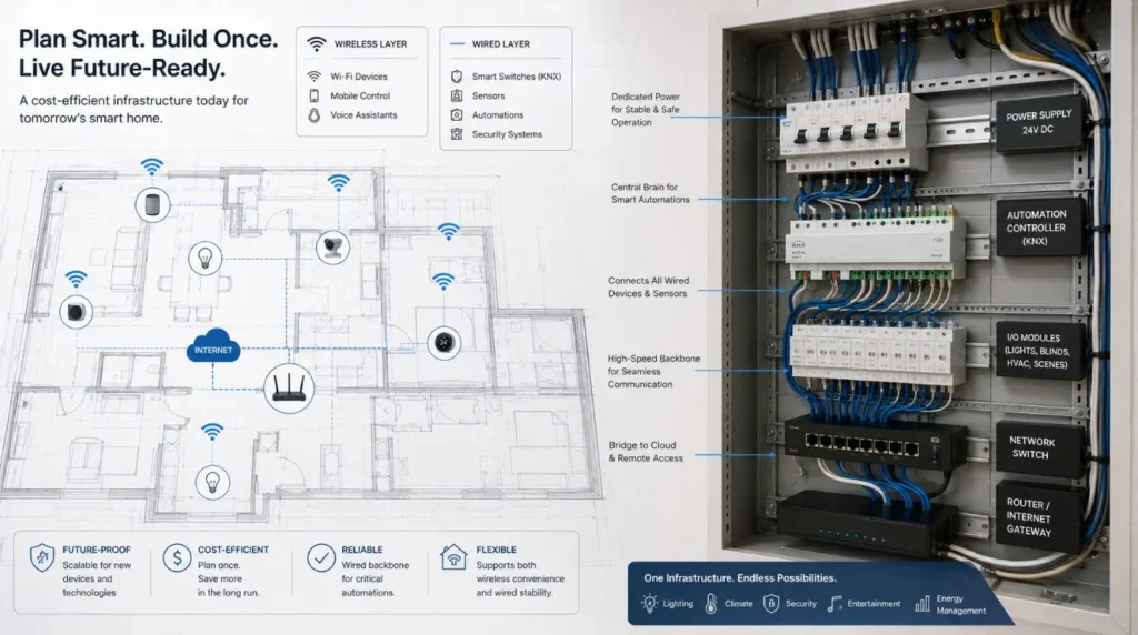 An electrical automation blueprint designed to seamlessly scale a basic residential property into an Affordable Smart Home