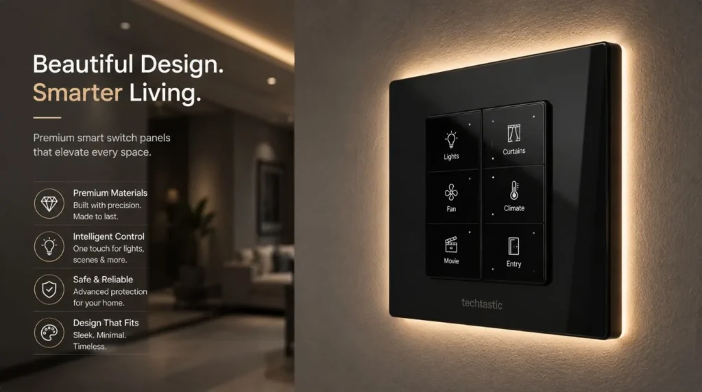 An architectural wall plate switch installed as part of the Best Smart Home System to manage physical lighting.