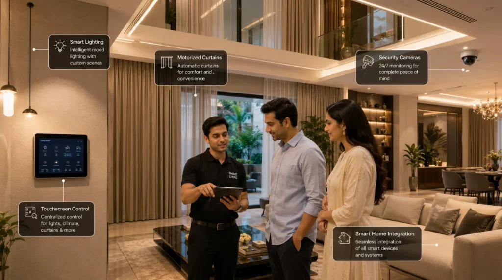 Experienced smart home installer near me configuring lighting, security, and automation systems for reliable smart home performance