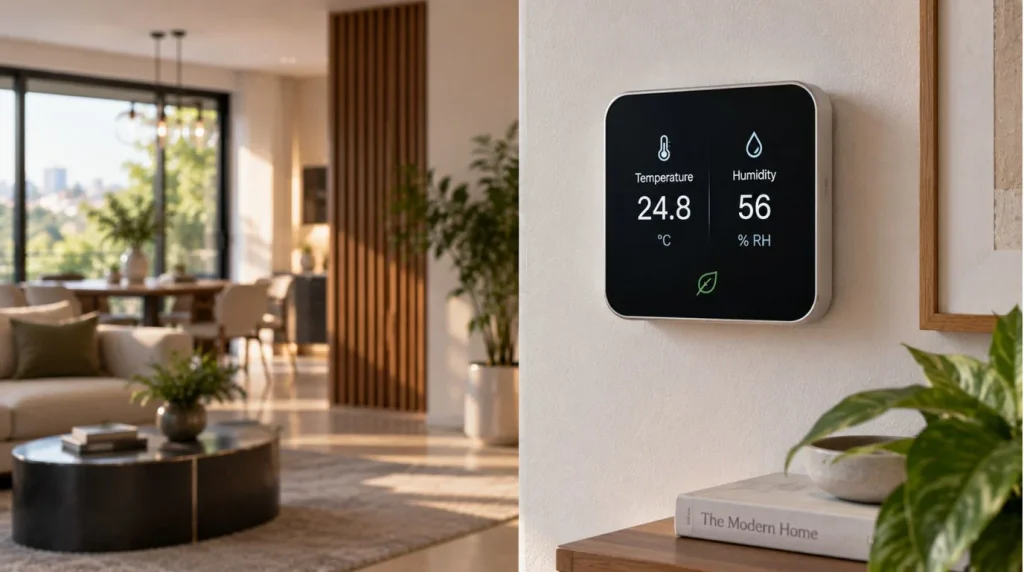 Home Automation for Humidity sensor showing live humidity percentage and ambient temperature reading.