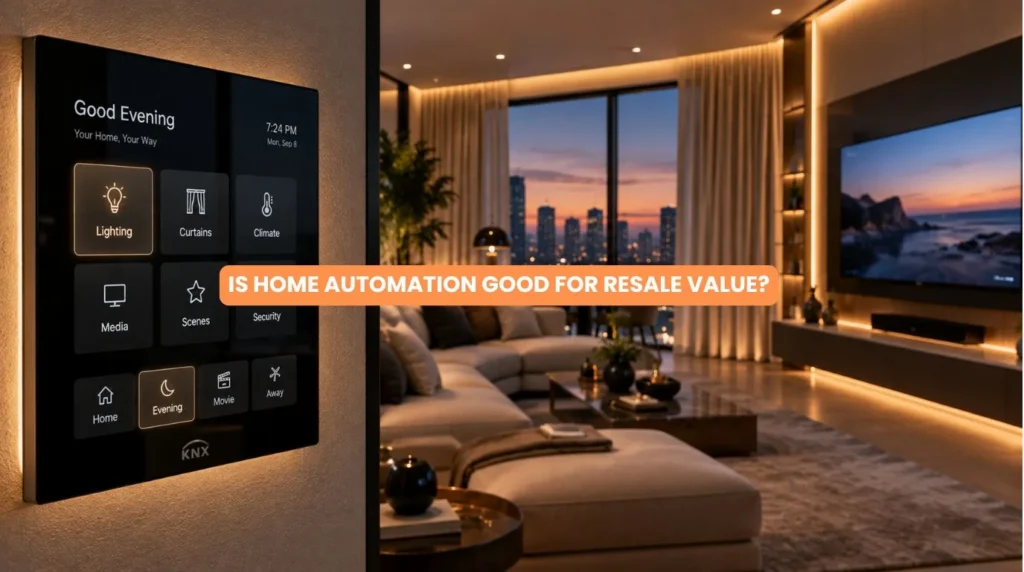 Is Home Automation Good for Resale Value - Luxury living room featuring an integrated smart touch panel